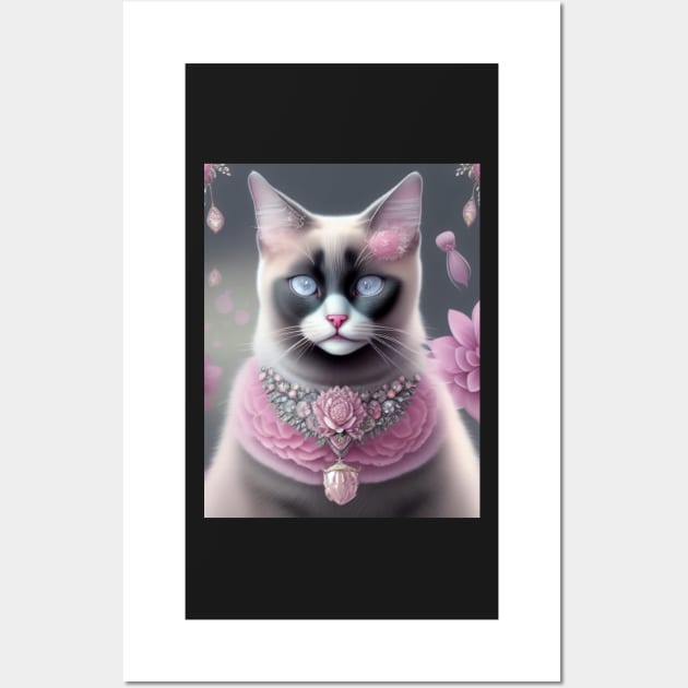 Siamese With Pastel Pink Elements Wall Art by Enchanted Reverie